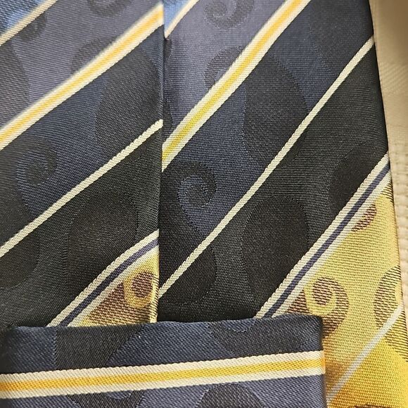 Boulevard Club Men Stripped Tie Yellow/ Navy Blue - Picture 15 of 16